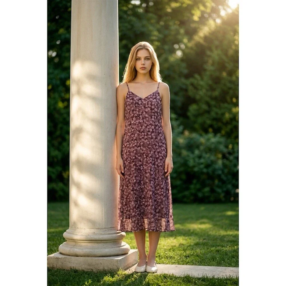 Rosie Posie Floral Midi Dress Womens M floral Slip Sundress nwt flowy - Picture 6 of 8